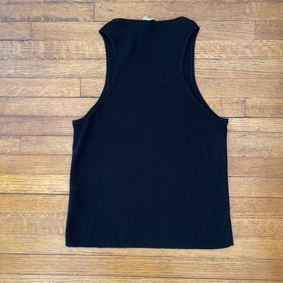 & Other Stories Black Ribbed Tank Top Medium Thick Cotton-Linen Blend EUC - Picture 4 of 5